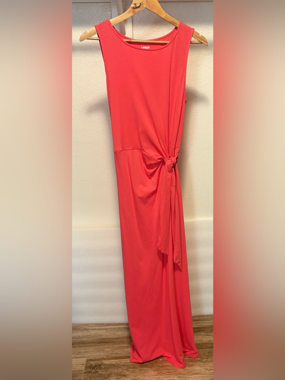 Lands End Women's Sleeveless Tie Waist Maxi Dress - Size Small - Raspberry